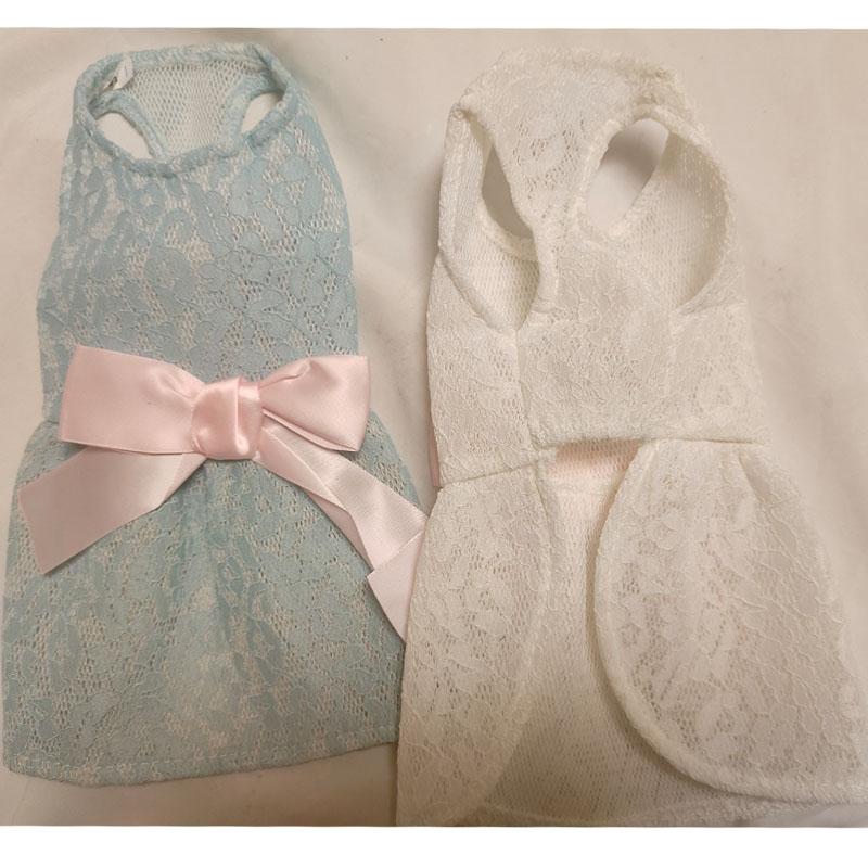 White Green Girls Dog Clothes Mesh Ribbon Bowknot Dog Weeding Dress for Small Medium Dogs Chihuahua Poodle Puppy Kitten Skirt XL