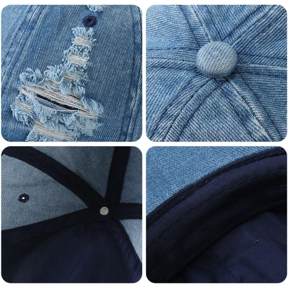Cotton Ripped Denim Baseball Hat Hip Hop Sunshade Hat Simple Denim Baseball Cap Street