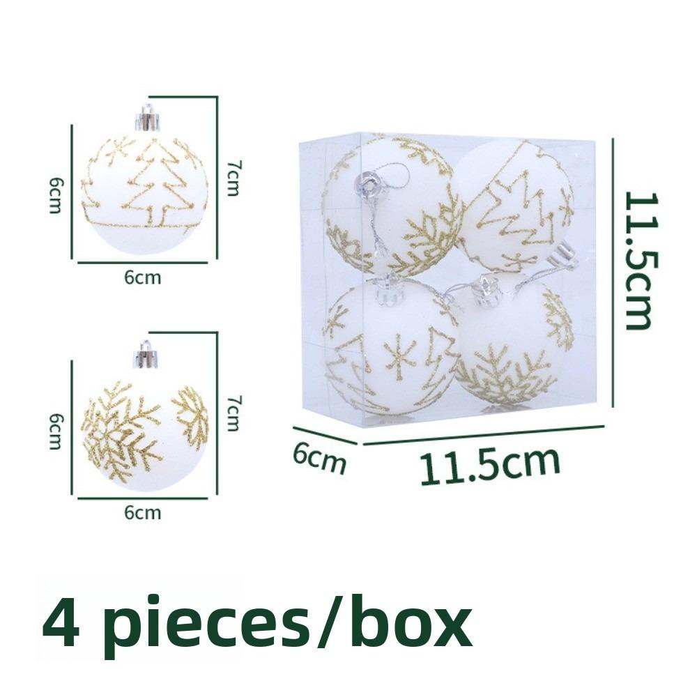 4PCS New Flocked Christmas Ball Pendant 6cm Snowflake Xmas Tree Charm DIY Christmas Supplies Merry Christmas
