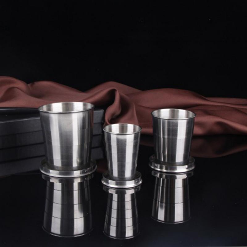 Outdoor Travel Portable Stainless Steel Cups Telescopic Cup For Whisky Wine Beer Folding Cup Metal Wine Glass 75/140/250ml