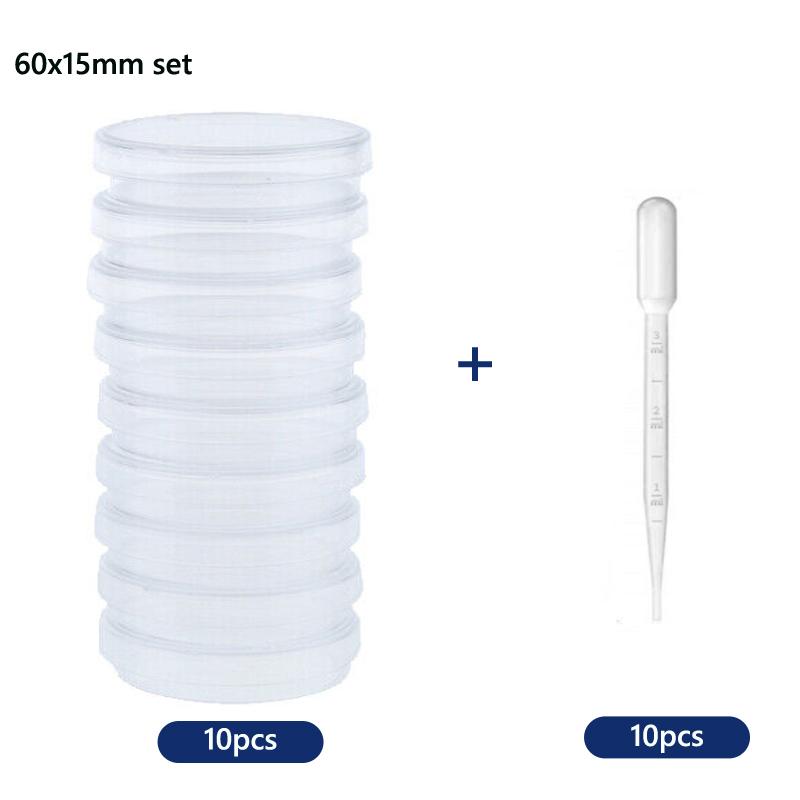 5-10pcs Plastic Petri Dishes 35-90mm Cell Culture Dish High Temp Resistant with 10 Plastic Transfer Pipettes 3ml