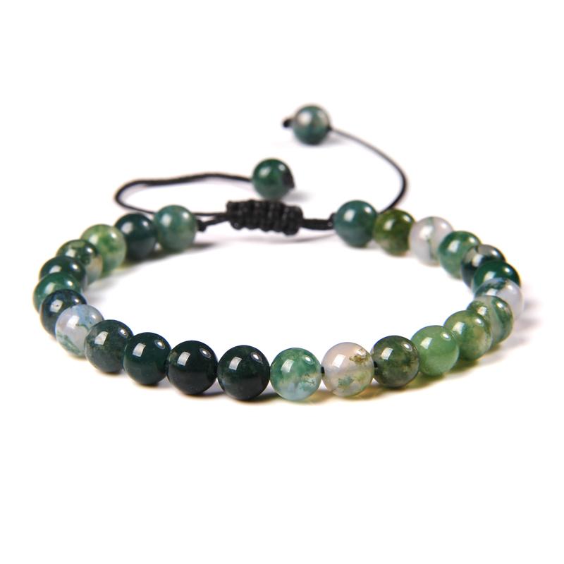 Natural Stone 6mm Beads Bracelet Adjustable Rope String Braided Bracelets For Women Men Amethysts Red Agates Lava Beaded Bangles