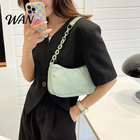 Corduroy Purse Women Shoulder Bag Stylish Top Handle Crescent Retro Style Handbag Simple Armpit for Shopping Commuting Dating