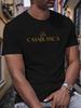 Black & Golden CASABLANCA Printed Short Sleeve T-shirt - Summer Breathable Round Neck Tee