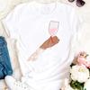 Women T Shirt Wine Glass And Starry Sky Print White Tshirt Female T-Shirt Fashion Short Sleeve Tee Tops Harjauku Cute Tshirt