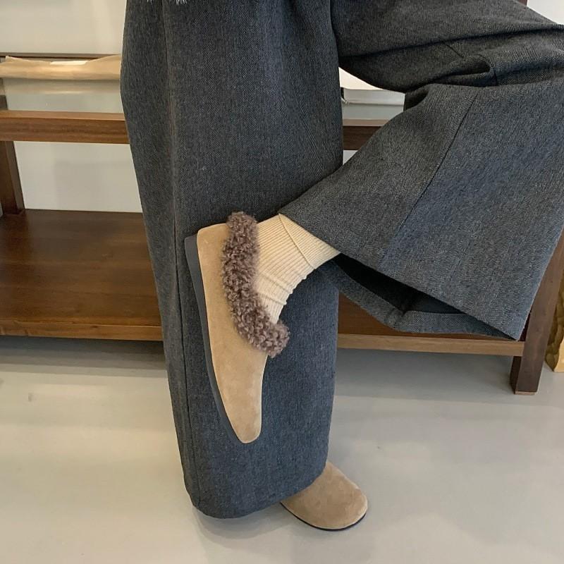 2025 Autumn and Winter New Fashion Outer Wear Thick-soled Bag Head Half Slippers Women's Velvet Warm Versatile Shoes