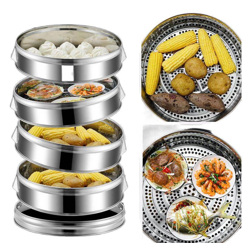 Large-Capacity Stainless Steel Steamer Basket for Fish and Buns