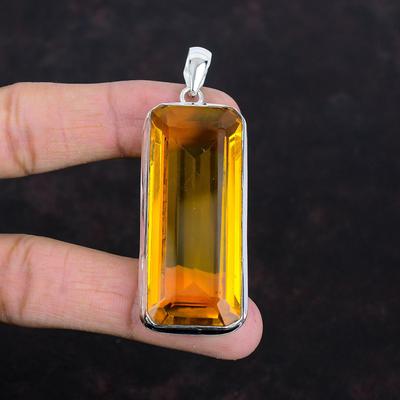 Faceted Citrine Pendant 925 Sterling Silver Pendant Natural Gemstone Handmade Pendant Beautiful Citrine Jewelry Dainty Pendant Gifts for Her