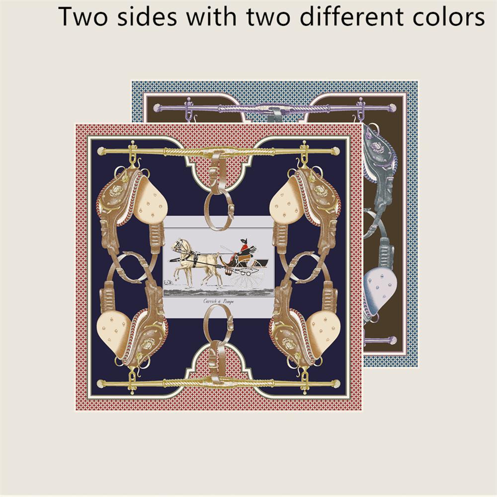 New Hand Rolled Twill Silk Scarf Women Fashion Double Side Printed Square Scarves Wraps Echarpes Foulards Femme Hijab 53CM