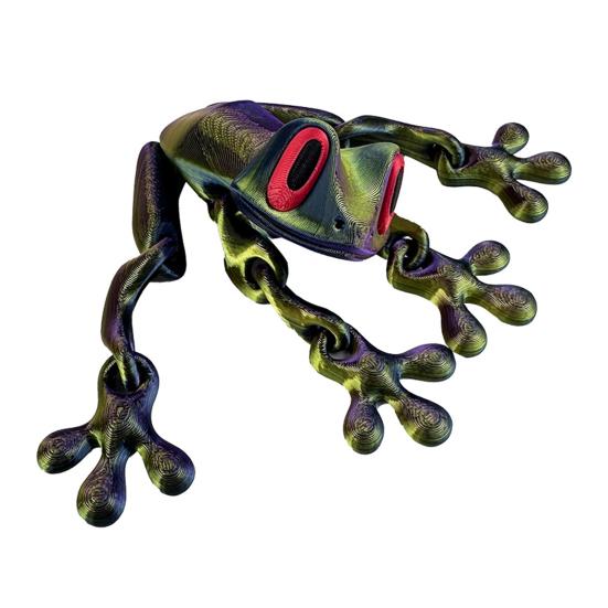 3D Printed Frog Refrigerator Magnet Movable Joints Frog Fidget Toy Articulated Animal Model Figurine Fridge Magnetic Frog Decoration Ornament