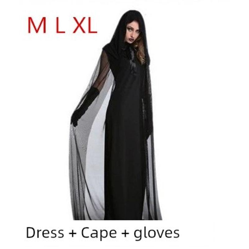 

Halloween Costume Fashion Adult Cosplay Female Witch Clothes Witch Black Mesh Long Dress Export Female. Black M