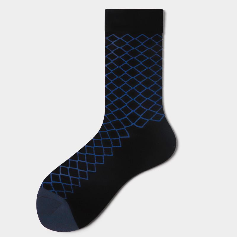 

Мужские хлопковые деловые носки с ромбовидным узором, тонкие, летний стиль, в индивидуальной упаковке, средней длины. Size M