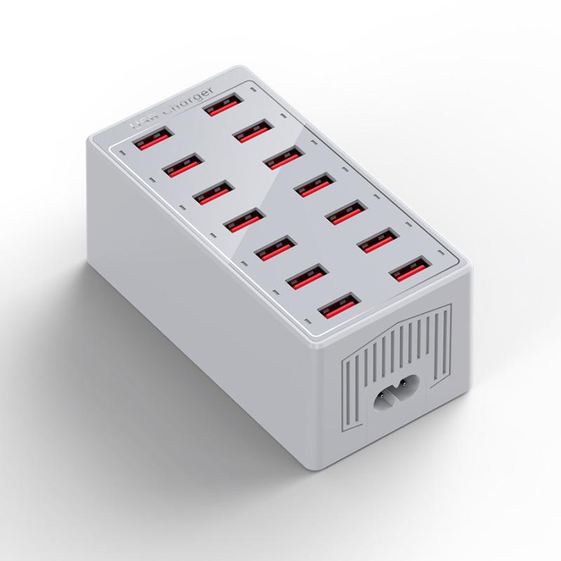 14-Port Smart USB Charger, 60W Multi-Port Mobile Phone Charging Hub for Office & Live Streaming US Plug (Domestic Use)