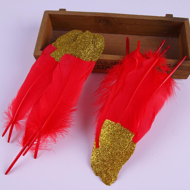DIY Feather Jewelry Accessories: Large Floating Gold Feather, Small Straight Knife, Spray Gold Gradient Feather