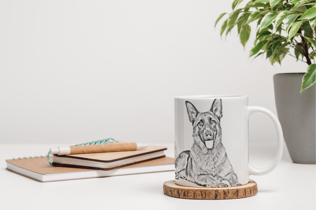 German Shepherd Dog, Alsatian Wolf Dog - cup with a dog, cute cup with graphics, a gift with your photo from the Art-Dog brand