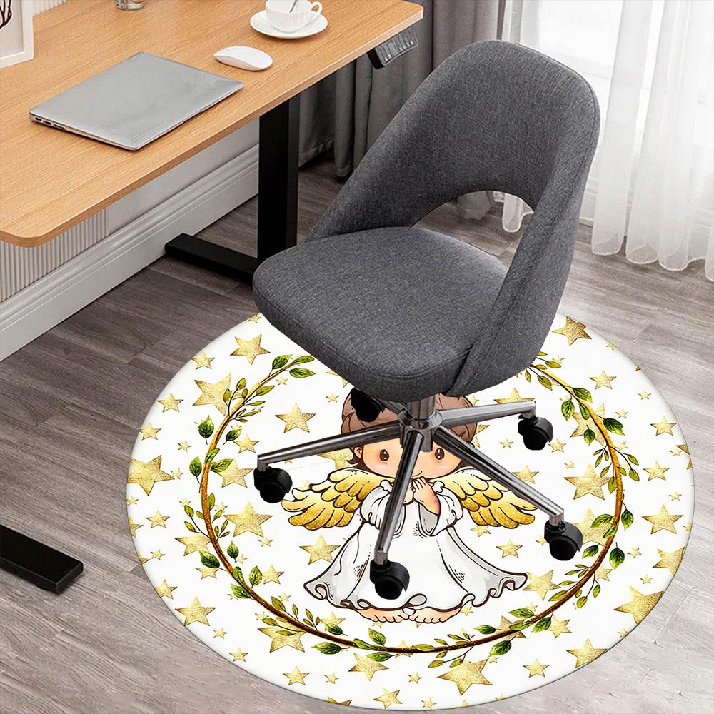 

1pc Angel Star Round Chair mat office Area Rug - Non-Slip, Floor Mat for Office, Bedroom, and Indoor Decor p127236 80cm by 80cm