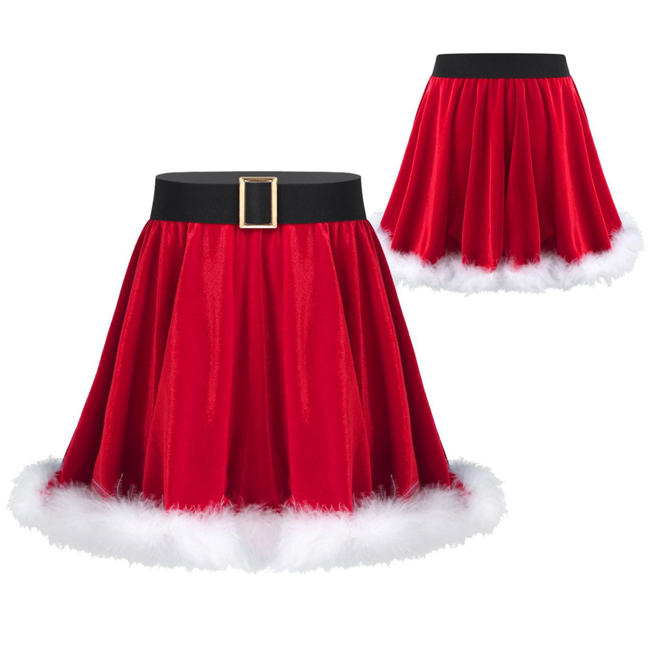 

Kids Baby Girls Red Santa Christmas Show Skirt Mrs Claus Cosplay Costume Birthday Wedding Party Dance Dress 5-6 Years
