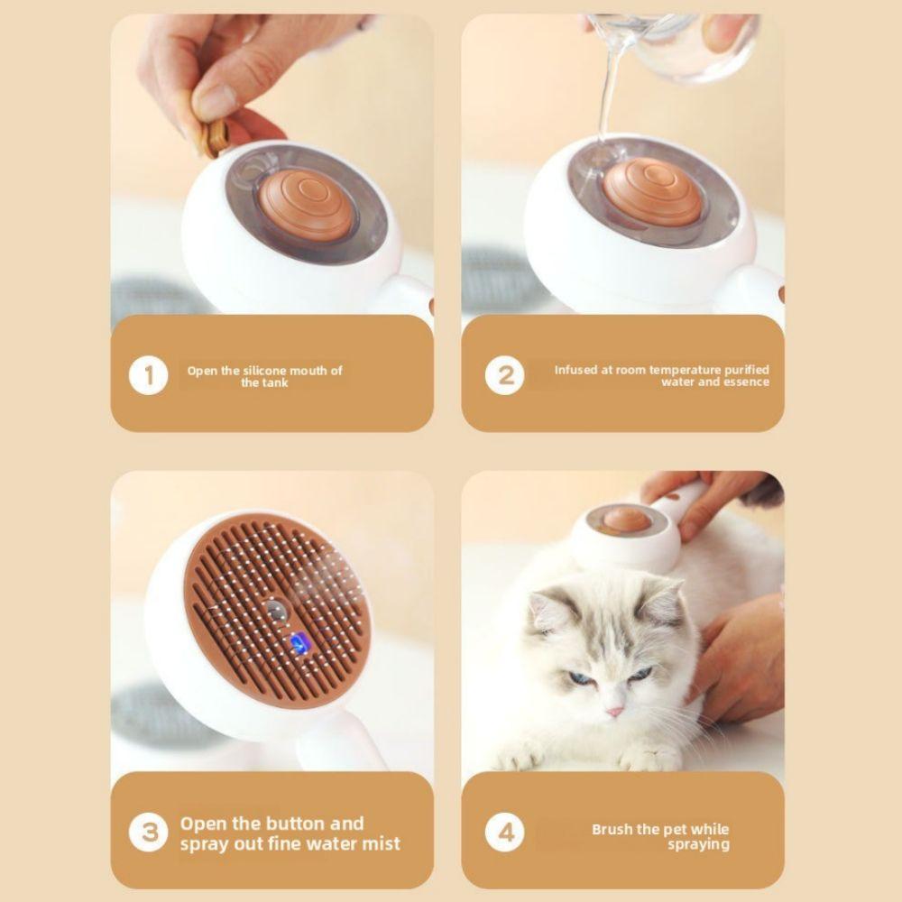 Spray Nozzle Cat Steam Brush Release Button Steamy Pet Comb Hair Removal Comb  for Pet Care