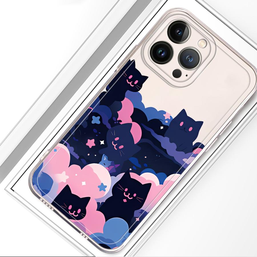 Cartoon Cat Soft Phone Cover Case for iPhone 17 Pro Max XS Max XR 14 Plus 11 16 15 Air 12 Mini 7 8 13 Pro