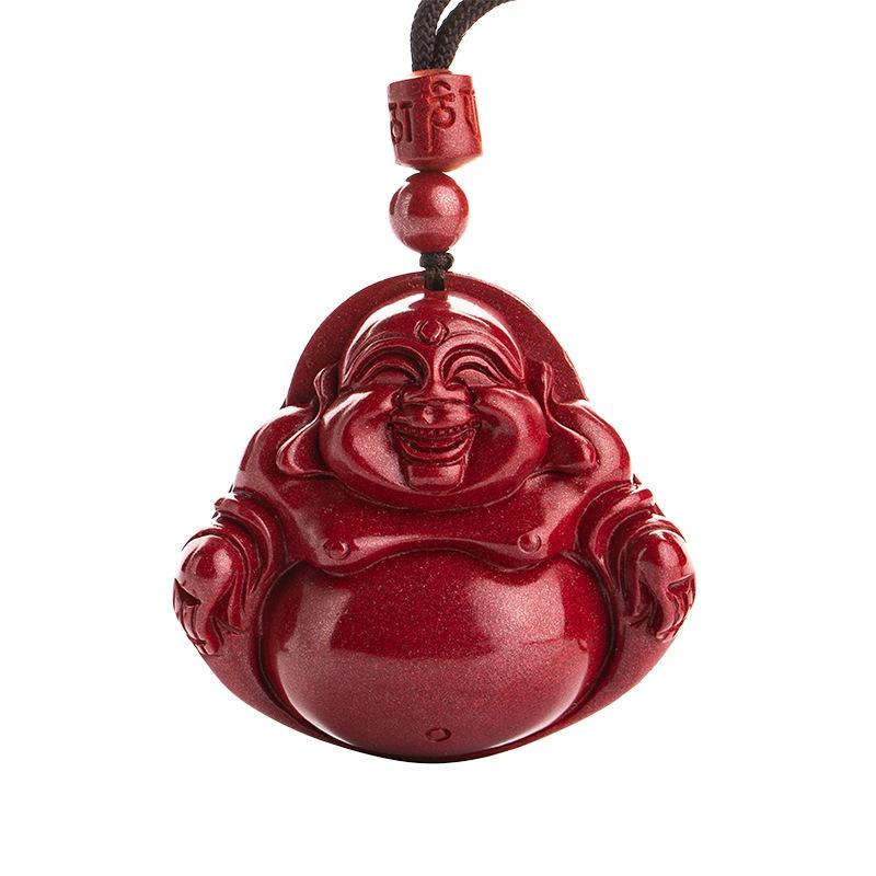 Natural cinnabar Maitreya Buddha pendant, women s necklace pendant, men s purple sand Buddha auspicious pendant 【Pendant style】Small