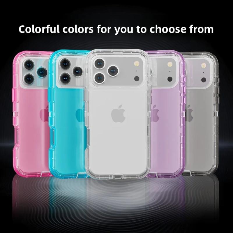 Simple Solid Color Heavy Duty Military Grade Anti-Drop Armor 3IN1 for IPhone 17Air 16E 16 15 14 PLUS 13 12 11 17 Pro Max Otther with Box Clear Case