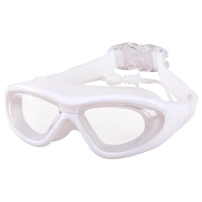 Myopia Swimming Glasses with Anti-Fog Spray Swim Eyewear Water Silicone Big Goggles Men Women