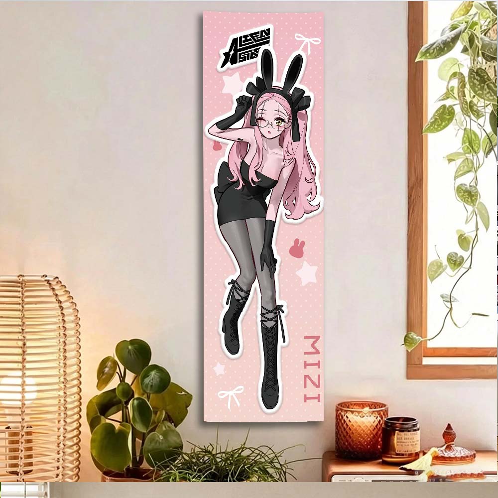 A-Alien Stage Ivan & Mizi Bunny Girl Long Tapestry, Vertical Anime Wall Hanging For Bedroom, Door, Otaku Room Decor