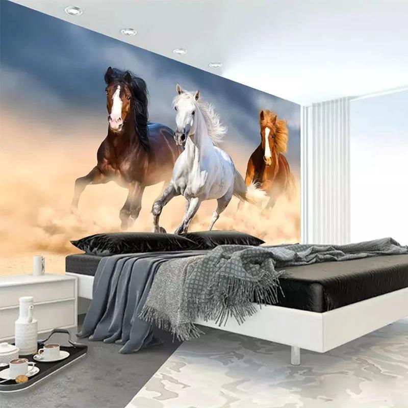 Mural Wallpaper 3D Stereo Horse Photo Wall Paper Living Room TV Sofa Bedroom Background Wall Painting