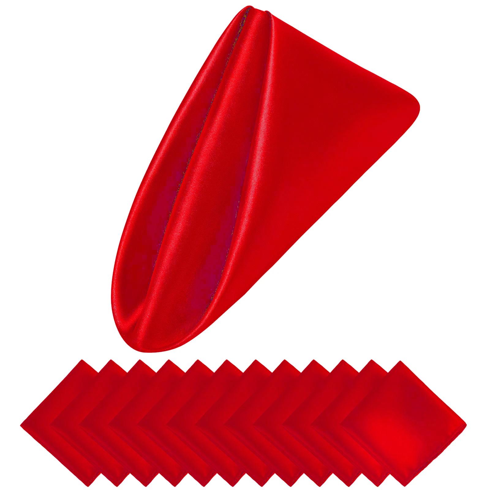 

24 шт. в упаковке, атласные салфетки, 12x12 дюймов, роскошный набор скатертей для обеденного стола для дня рождения, праздничного ужина, ресторана 30x30cm красный