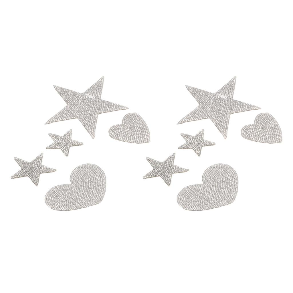10 st stjärnformade strassapplikationer självhäftande DIY hjärta strykpåsar påsybara märken för