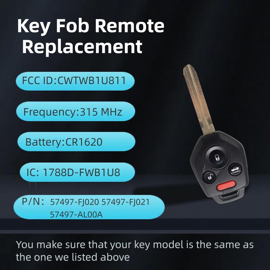 Key Fob Remote Replacement Compatible with Subaru Impreza WRX Forester XV Crosstrek Outback Legacy with G Chip Keyless Entry Remote Car
