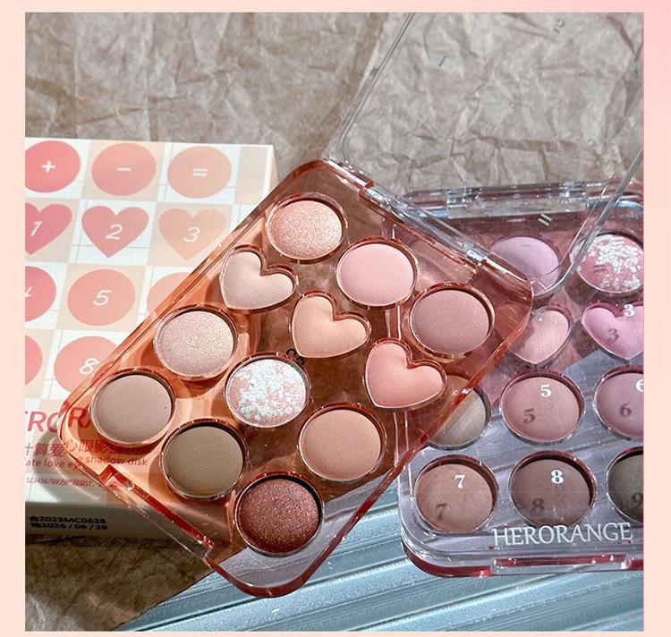 HERORANGE Heart Keyboard 12 Color Eye Shadow Long-lasting High Color Rendering Smooth Powder Eye Makeup