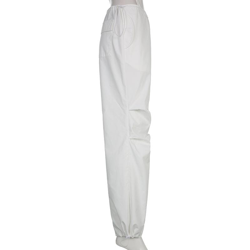 Women Casual Baggy Wide Leg Sweatpants Fashion Vintage Chic Solid Drawstring Trousers Y2K Loose Streetwear Joggers Cargo Pants