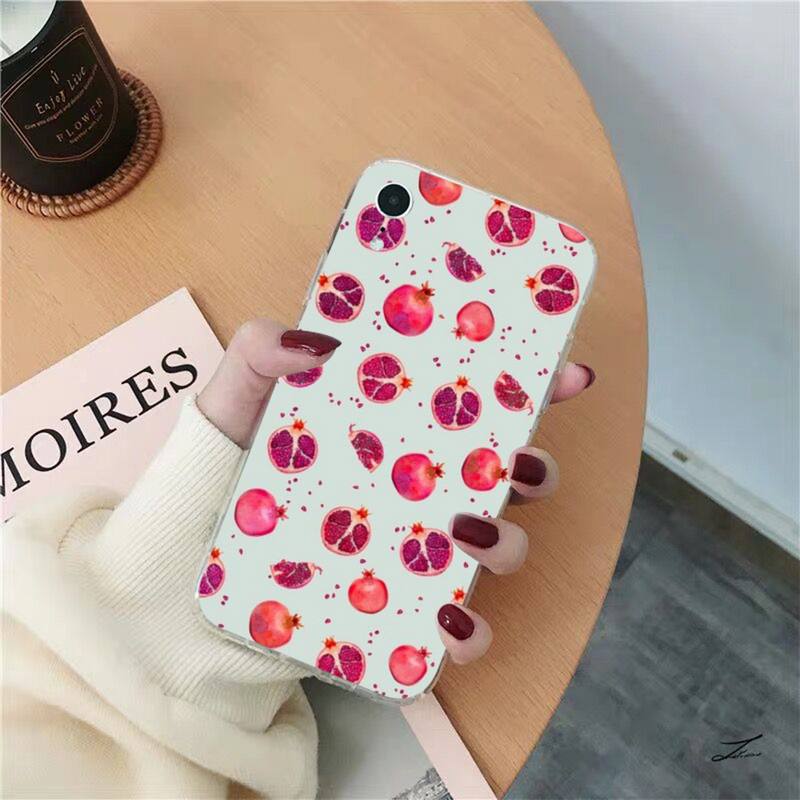 Food fruit red pomegranate and Cherry Phone Case for iPhone 13 11 12 pro XS MAX 8 7 6 6S Plus X 5S SE 2020 XR case