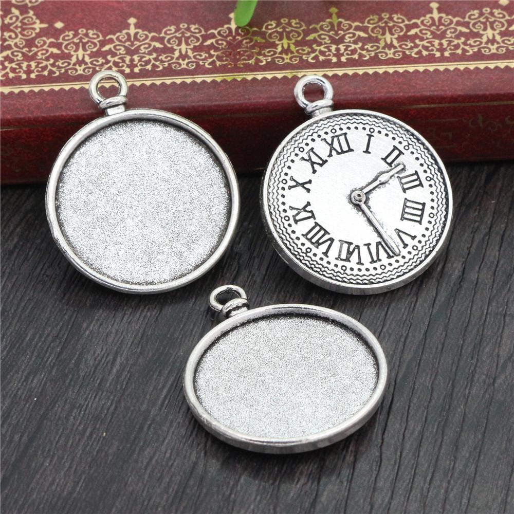 5pcs 25mm Inner Size Pendant Cabochons Blank Base Setting Bezel Tray Alloy DIY Jewelry Making Accessories for Necklace Keychains
