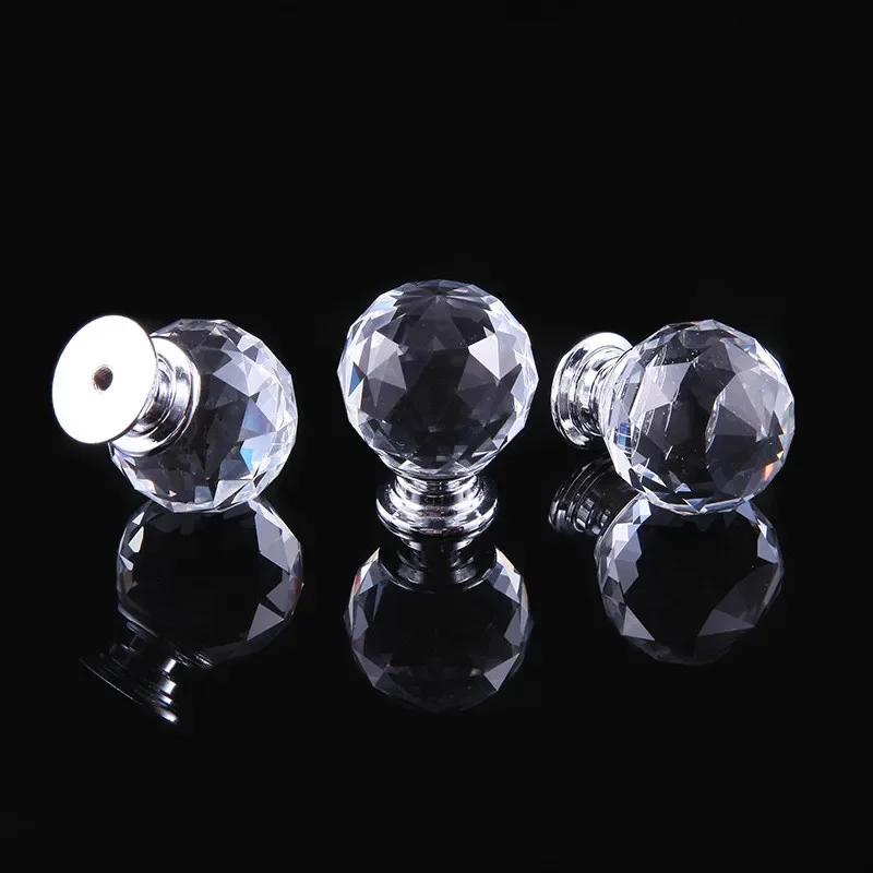 2PCS Golden European Crystal Glass Handle Single Hole Kitchen Diamond Drawer Door Knobs Handle Furniture Handle Cabinet Drawer