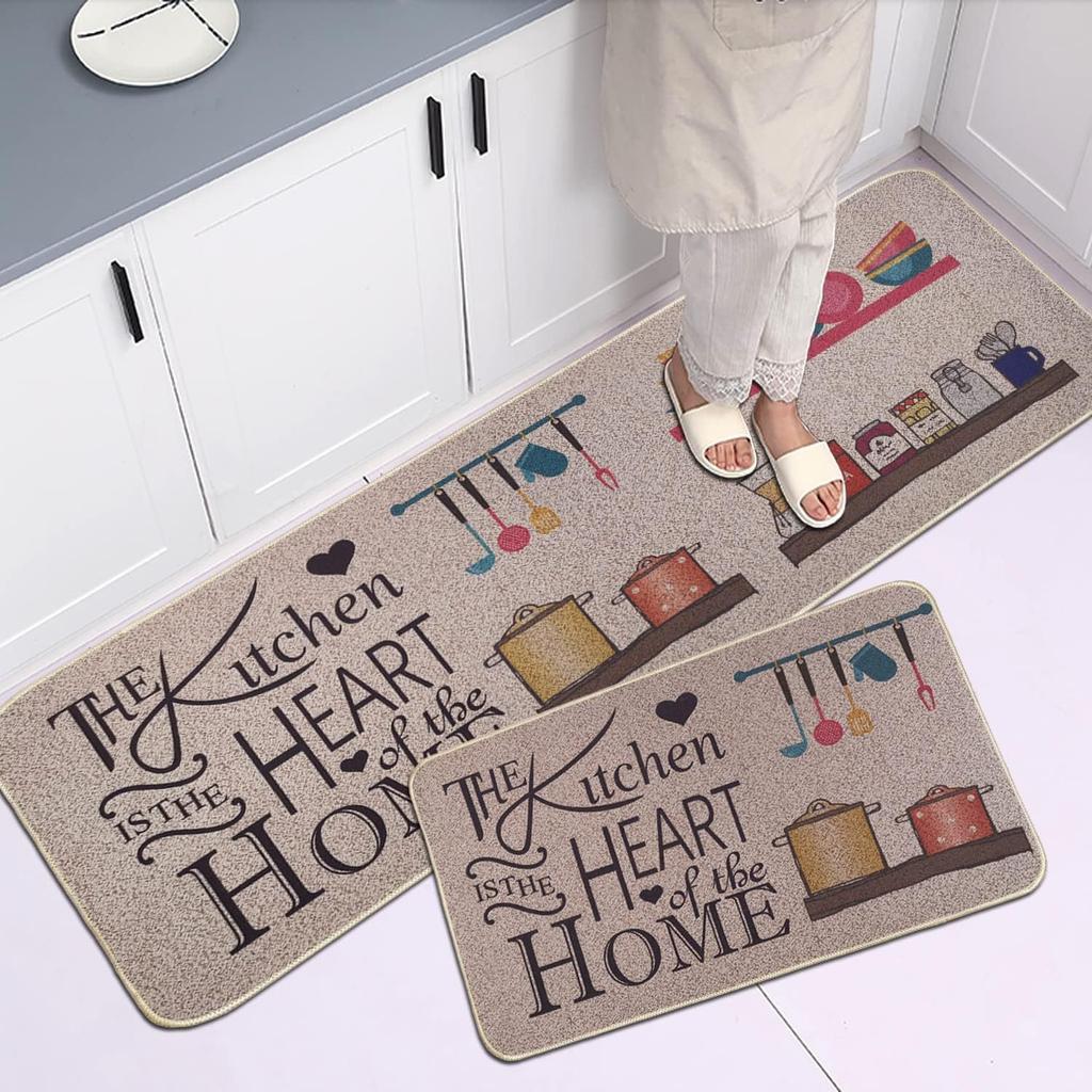 Kitchen Mat Household Oil-Absorbing And Dirt-Resistant Long Floor Mat Two-Piece Set Of Foot Mats Easy To Take Care Of Door Mat