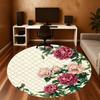 1PC Peony Lattice Office Round Area Rug, Under Office Chairs Bedroom Living Room Home Decor, Carpet for Office -1110108