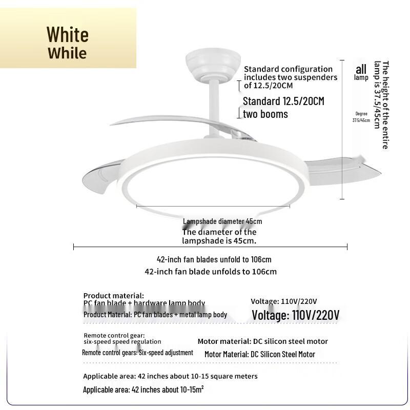 Oeny Modern 42-inch Ceiling Fan with LED Light