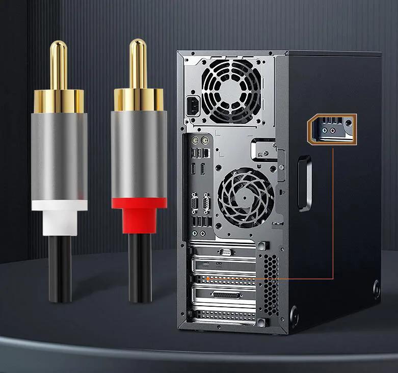 1m/2m/3m 2 RCA Male To 2RCA Male Audio Connector Extend Cable Amplifier Cord For Speakers Theater DVD TV CD Soundbox Gold Plated