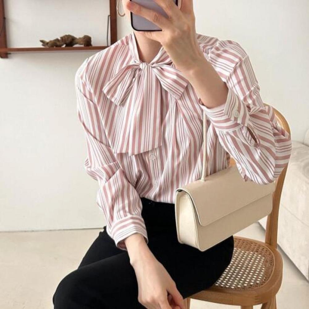 New Arrivals Open Run Oara Women Spring Shirt Blouse Color Block Stripes