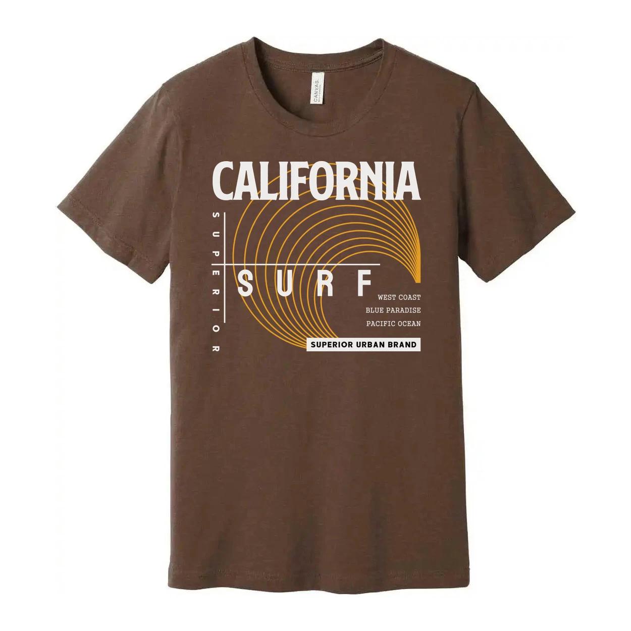 Унисекс футболка с графическим принтом California Surf с оранжевым дизайном концентрической волны Su XL