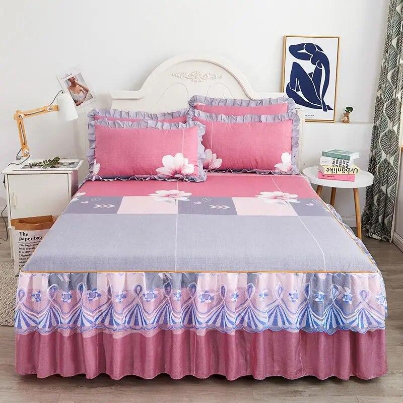 1pcs Korean Style Small Fresh Bed Skirt, Non Slip Bed Cover, Bed Sheet, Bed Cover, Mattress Protection Cover, Single Double Bed