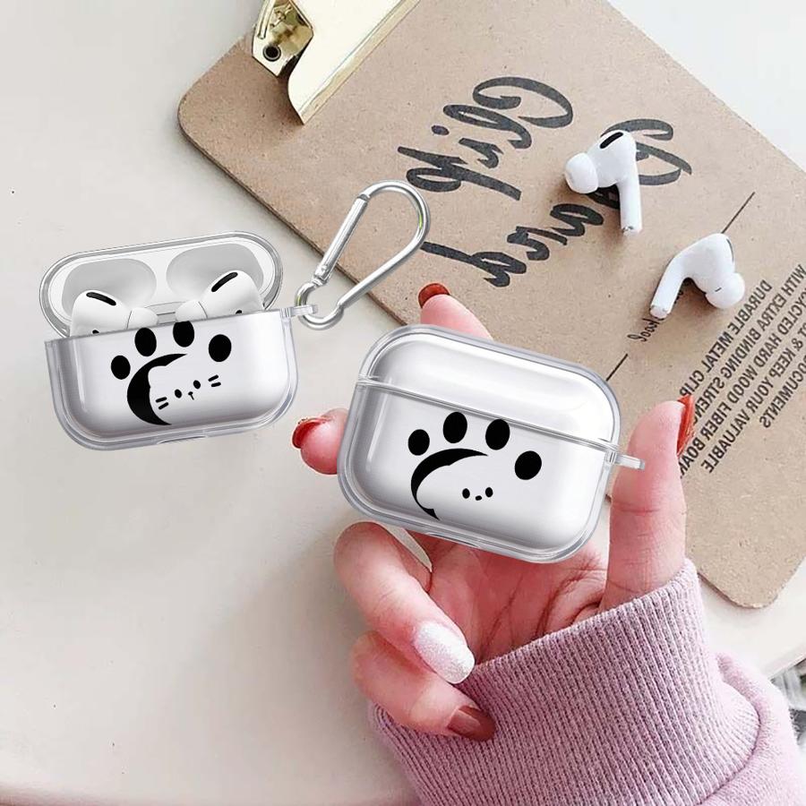 Cute Footprint Kitten Dog Clear Earphone Cases Cover Case For Airpods 1 Pro Pro2 2 4 Pro3 3