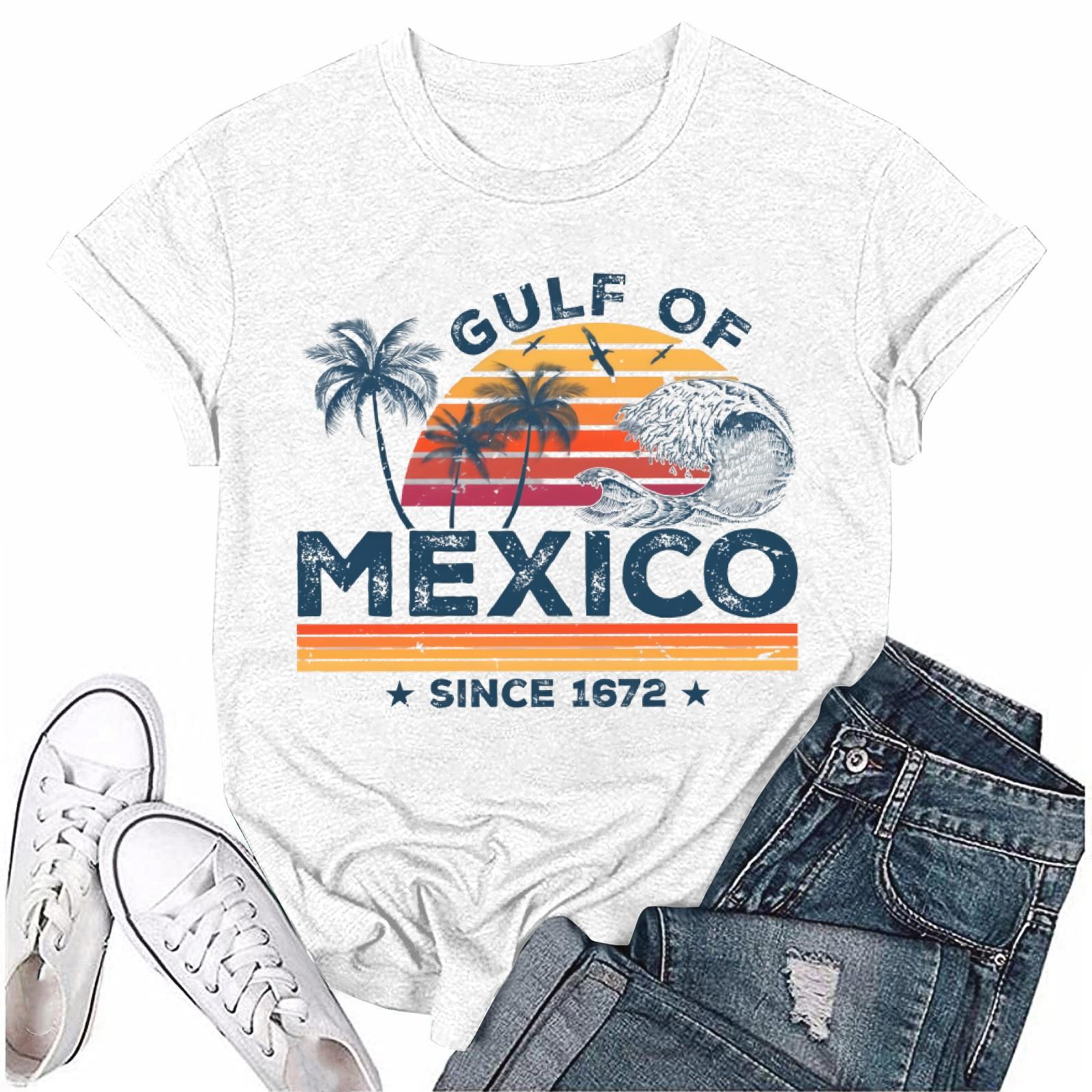 

Жіноча повсякденна вільна пляжна футболка з принтом, пуловер з круглим вирізом, топ з коротким рукавом XL білий