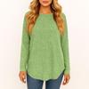 Women's Fashionable Solid Color Round Neck Long Sleeved Loose Fitting Pullover T-shirt Top