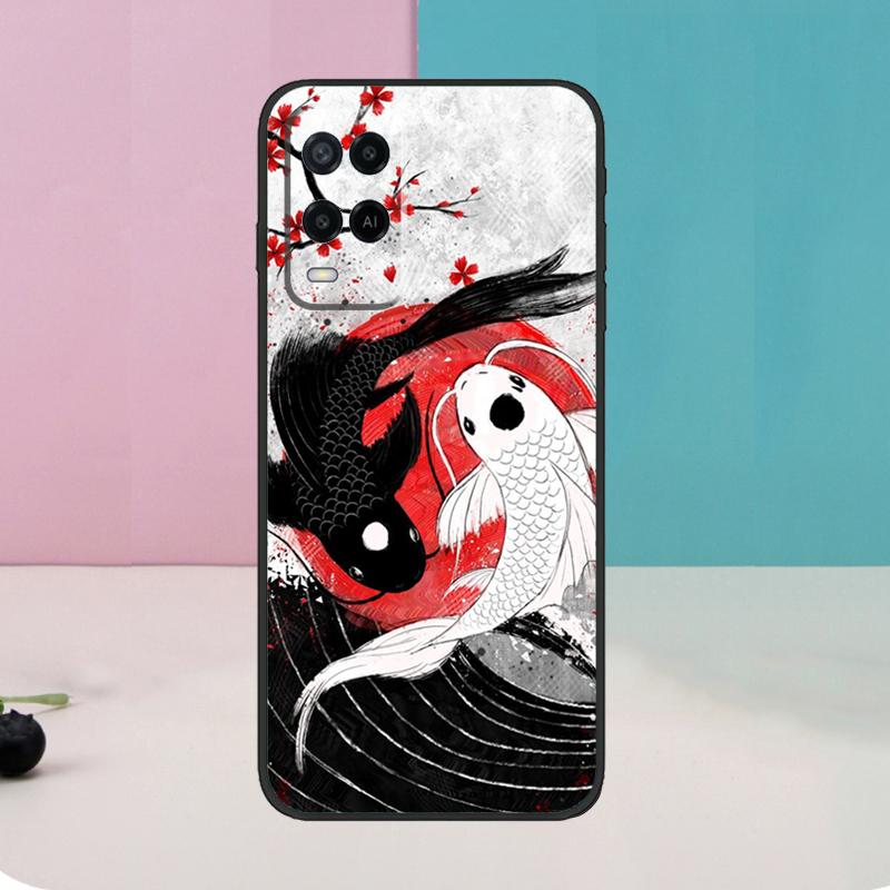 Koi Fish Yin Yang For OPPO A98 A78 A58 A5 A9 A15 A17 A57 A77 A96 A76 A16 A54 A74 A94 A52 A72 A57S A53S Case