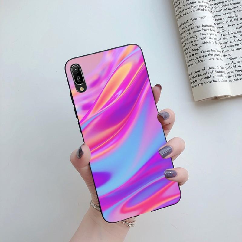 Holographic Colorful Pattern Phone Case For Huawei Mate 40 30 20 10 Pro Lite Nova 9 8 5T Y7p Y7 Soft Black Phone Cover