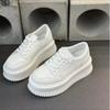 Leather Muffin Sole Little White Shoes Women's Autumn New Breathable Fashion Versatile Small Height Increase Board Shoes Tide