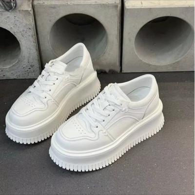 Leather Muffin Sole Little White Shoes Women's Autumn New Breathable Fashion Versatile Small Height Increase Board Shoes Tide